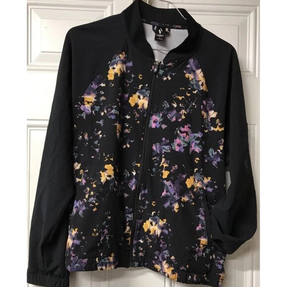 Skechers Los Angeles women's lightweight jacket floral black zip up size L - Picture 1 of 5